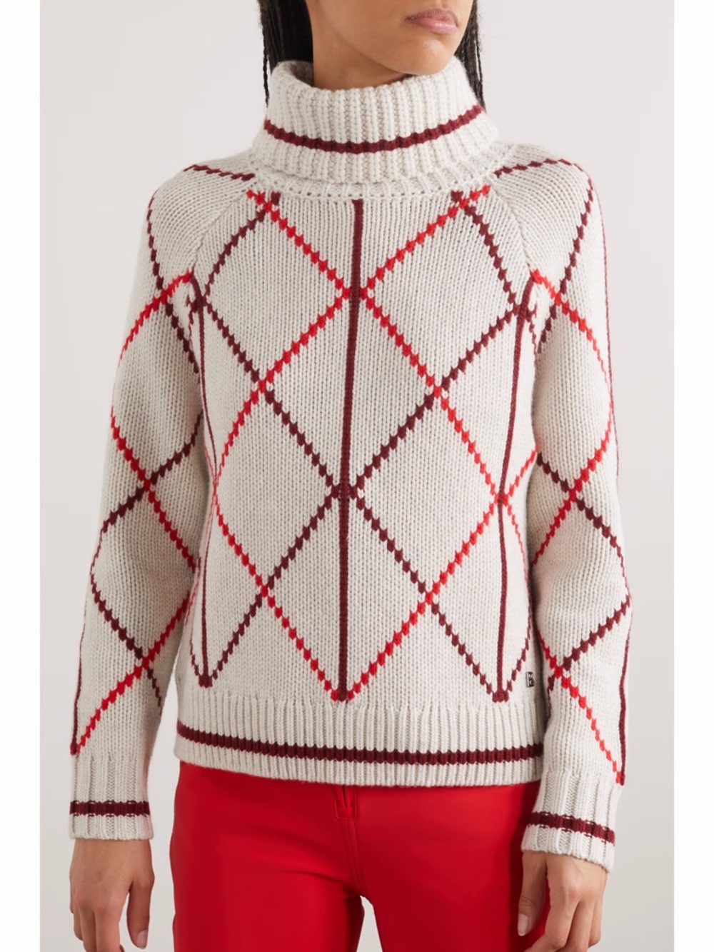 Bogner solange intarsia cashmere turtleneck sweater